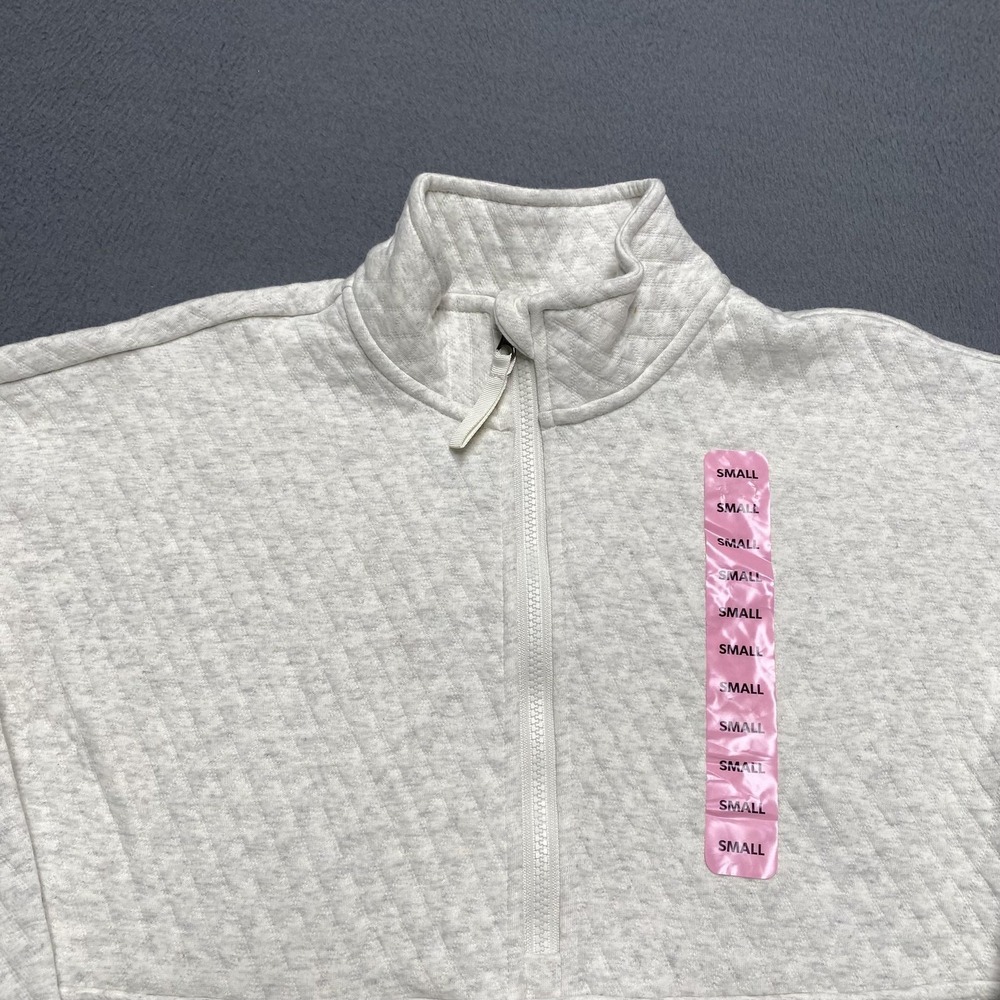 Eddie Bauer Pullover Womens Small Gray Quilted 1/2 Zip Mock Neck Sweatshirt - Picture 2 of 10